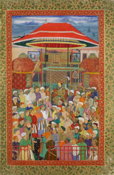 Der Hof begrüßt Kaiser Jahangir (Shah Salim) (1569-1627) von Mughal School